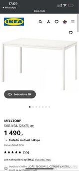 Stůl Melltorp 125x75 cm