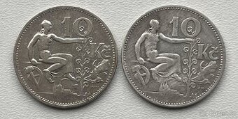 2 stříbrné historické mince 10 Kč