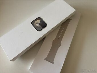 Apple Watch 9 45mm LTE Starlight,bat.100%, záruka, komplet