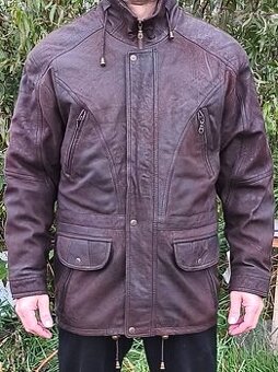 Pánská kožená parka, pravá skopová broušená kůže