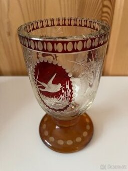 Nádherný starožitný pohár s mysliveckým motivem