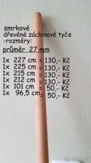 Prodám dřevěné záclonové tyče různých rozměrů