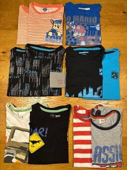 Sada krátkých triček, nejen na dvojčata kluky, velikost 128