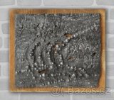 Kovový reliéf s rámem, cínový, dekorace na stěnu - Vlna