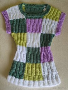 RUČNĚ PLETENÁ, NOVÁ, HEBKÁ, PATCHWORK HALENKA: S-M nenošená