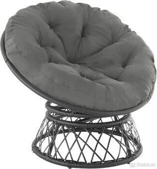 Tectake Křeslo zahradní Gargano, ratan, černá