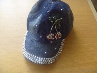 riflová kšiltovka s kamínky, vel. 7-10 let