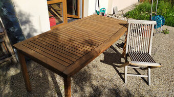 Teaková zahradní sestava – stůl a židle