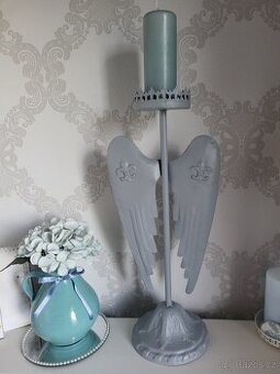 SVÍCEN KOVOVÝ- ANDĚLSKÉ KŘÍDLA- KRÁSNÝ- VINTAGE STYL