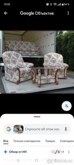 Rozkládací gauč a dvě křesla