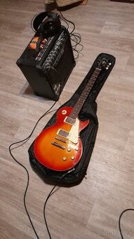 Encore les paul model elektrická kytara a Line 6 combo