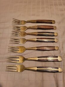 Dezertní malé vidličky 7ks (mosaz a týkové dřevo) 4.