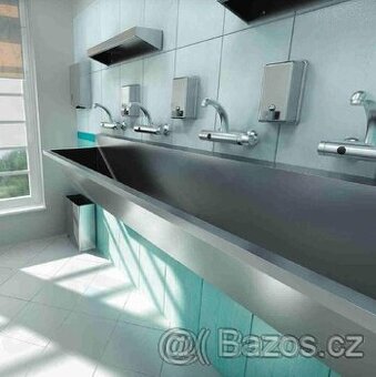 Nový, nerezový umývací žlab, dvojitý, 380 cm