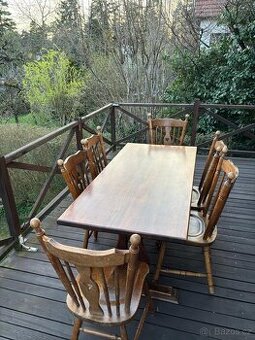 Dřevěný stůl z masivu + 6 židlí
