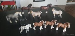 Schleich koně clydesdale, percheron, ardénský kůň, norický k