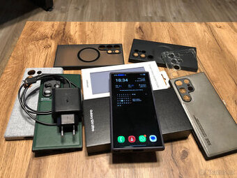 S24 Ultra, 1TB, Titanium Blue. krasný stav + mnoho doplňků