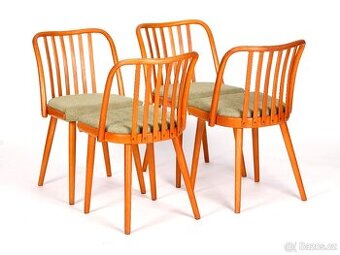 A. Šuman, přečalouněné dubové židle TON 4 kusy.