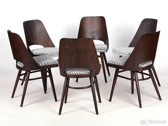 Jídelní retro židle TON, 6 kusů.