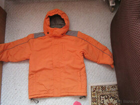 Pěkná oranžová zimní bunda, s odepínací kapucí, vel. 116 - 1