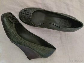 Lodičky na klínku Tory Burch, olivová kůže vel. 36