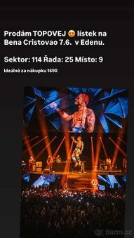 Lístek na sezení koncert Ben Cristovao