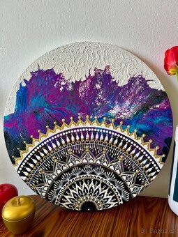 Mandala na kulatém plátně 50cm