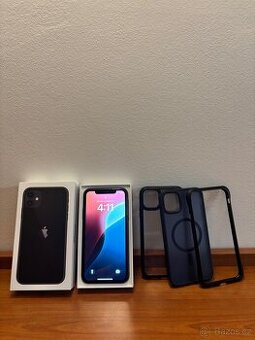 iPhone 11 – 64 GB – černý – pěkný stav, krabička, 3 kryty
