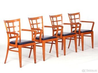 Zachovalé židle, křesílka s područkami, výroba TON, 4x.