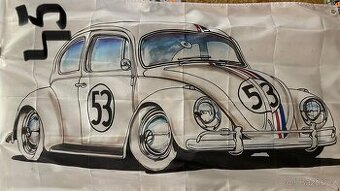 Baner - vlajka - prapor VW brouk (Herbie 53)1968. 90x150 cm