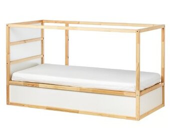 Dětská oboustranná postel, borovice, KURA IKEA +matrace