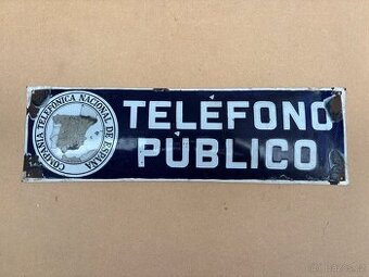 Smaltovaná cedule TELEFONO PUBLICO