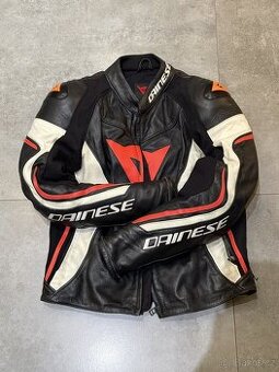 Kožená bunda Dainese Racing - černo-bílo-červená