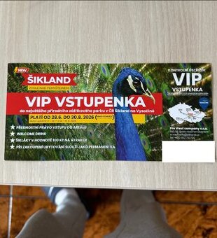 1x VIP vstupenku do Šiklandu (Zvole nad Pernštejnem).