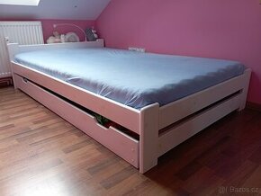 Dětská postel - 1,5 lůžka, vel. 130x205x35, bílá, dřevěná
