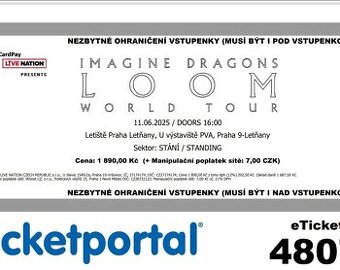 Imagine Dragons stání vstupenky, 11.6 Praha