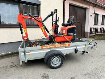 Minibagr Kubota k zapůjčení | 7 dní v týdnu | včetně vozíku