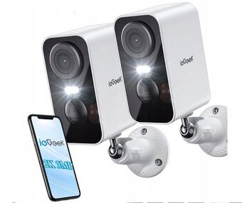 2 kusy Wifi kamera ieGeek / 2K 3MPx s baterií 5200 mAh