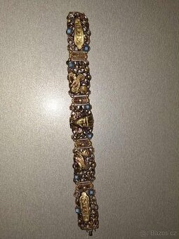 Starožitný filigránový náramek s orientálními motivy , ruční