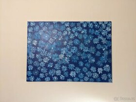 Obraz modré kvítí akryl na plátně 70x50