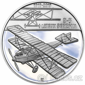 Pamětní stříbrná mince ČNB 2019 Letoun Bohemia B-5 PROOF - 1
