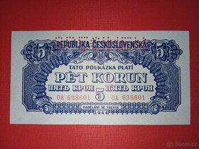 bankovka 5 korun 1944 UNC