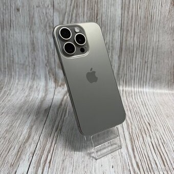 iPhone 15 Pro 128GB, nature, 100% baterie,vada na displayi
