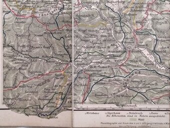 Rakousko-Uhersko r.1891 turist. mapa Vídeň ský les Baden Lax - 1