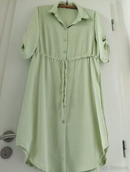Košilové zelinkave šaty v.M/L