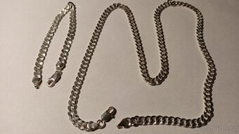 Prodám stříbrný řetěz + náramek