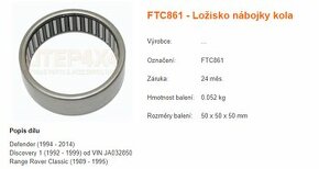 Land rover FTC861 otočné jehlové ložisko náboje zadního kola