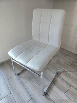 Jidelni zidle kozenka bila kostra chrom 2ks