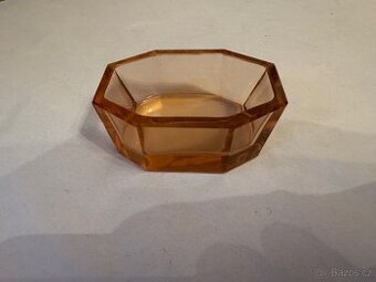 Art Deco dóza - ambrové sklo