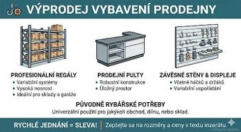 Regály,  pulty a vybavení  - Likvidace rybářkých potřeb