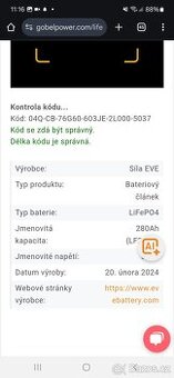 Lifepo4 EVE 280Ah 8000 cyklů 3,2V